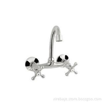 single Hole Round Kitchen Sink Mixer Taps with Cross Handle